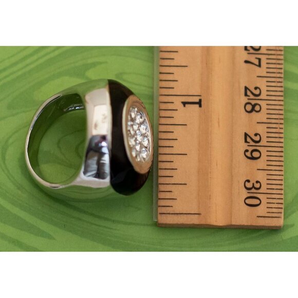 Vintage Art Deco Rhinestone Flurry Circle Statement Ring Size 7 - W2 - Picture 3 of 3